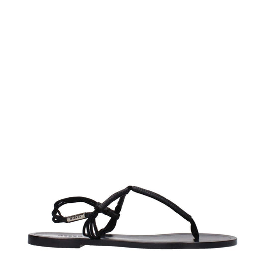 Isabel Marant Black Leather Flip-Flop Sandals with open toe and side logo, featuring leather sole and casual style, Product Code: F81106.