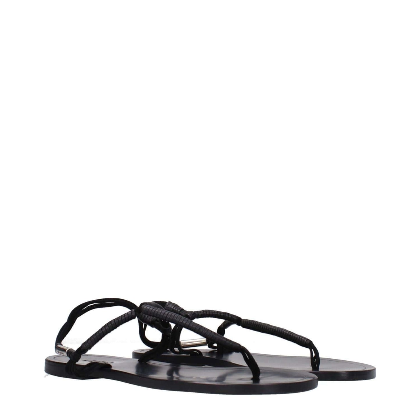 Isabel Marant Black Leather Flip-Flop Sandals