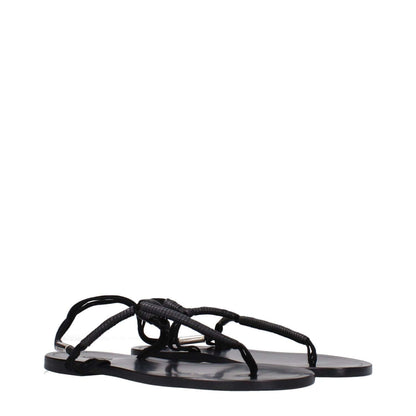 Isabel Marant Black Leather Flip-Flop Sandals