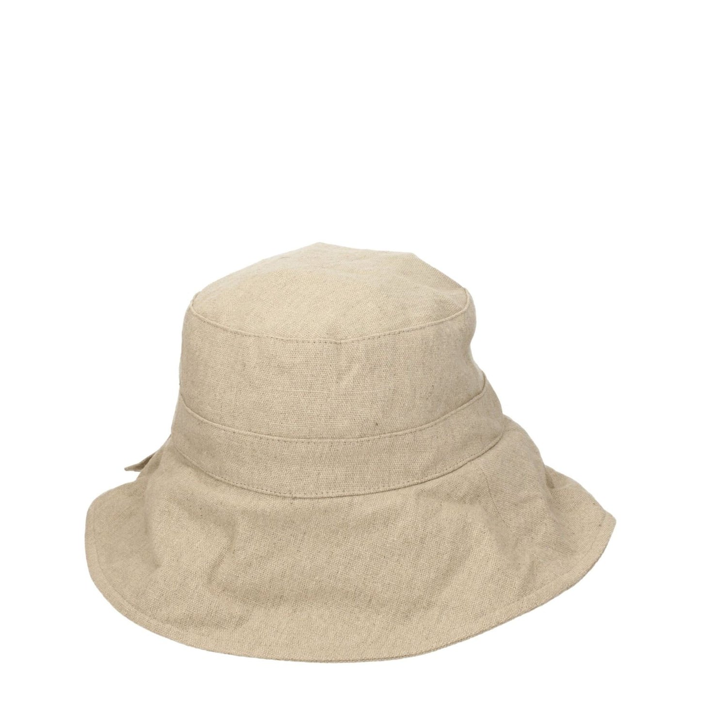 Jacquemus Beige Linen Bucket Hat made from 100% linen, showcasing its casual style and dark beige color.