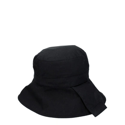 Jacquemus Black Cotton Bucket Hat with vintage effect, casual style, made of 75% cotton, featuring polyamide composition.