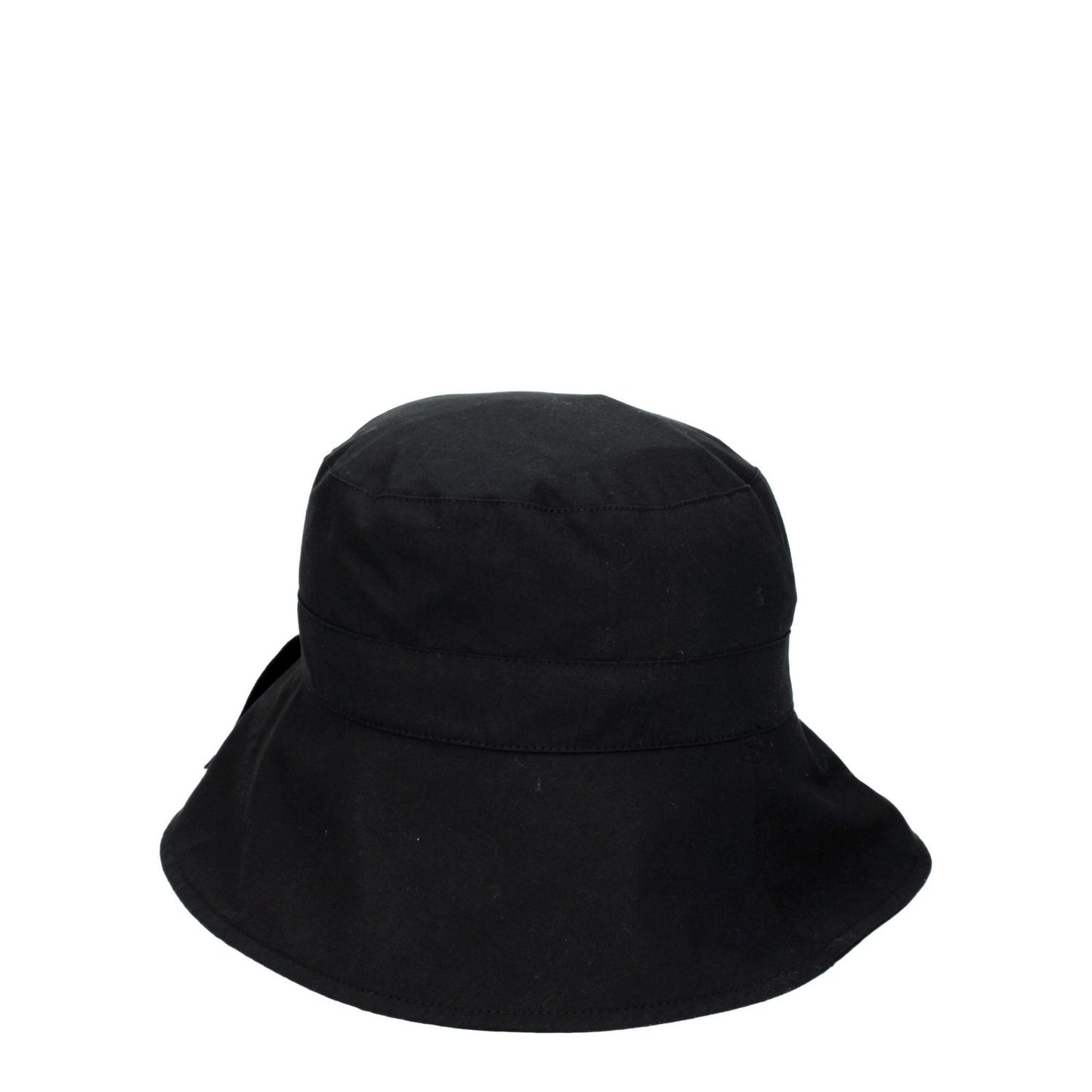 Jacquemus Black Cotton Bucket Hat with vintage effect, casual style, made of 75% cotton-polyamide.