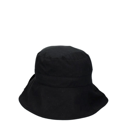 Jacquemus Black Cotton Bucket Hat with vintage effect, casual style, made of 75% cotton-polyamide.
