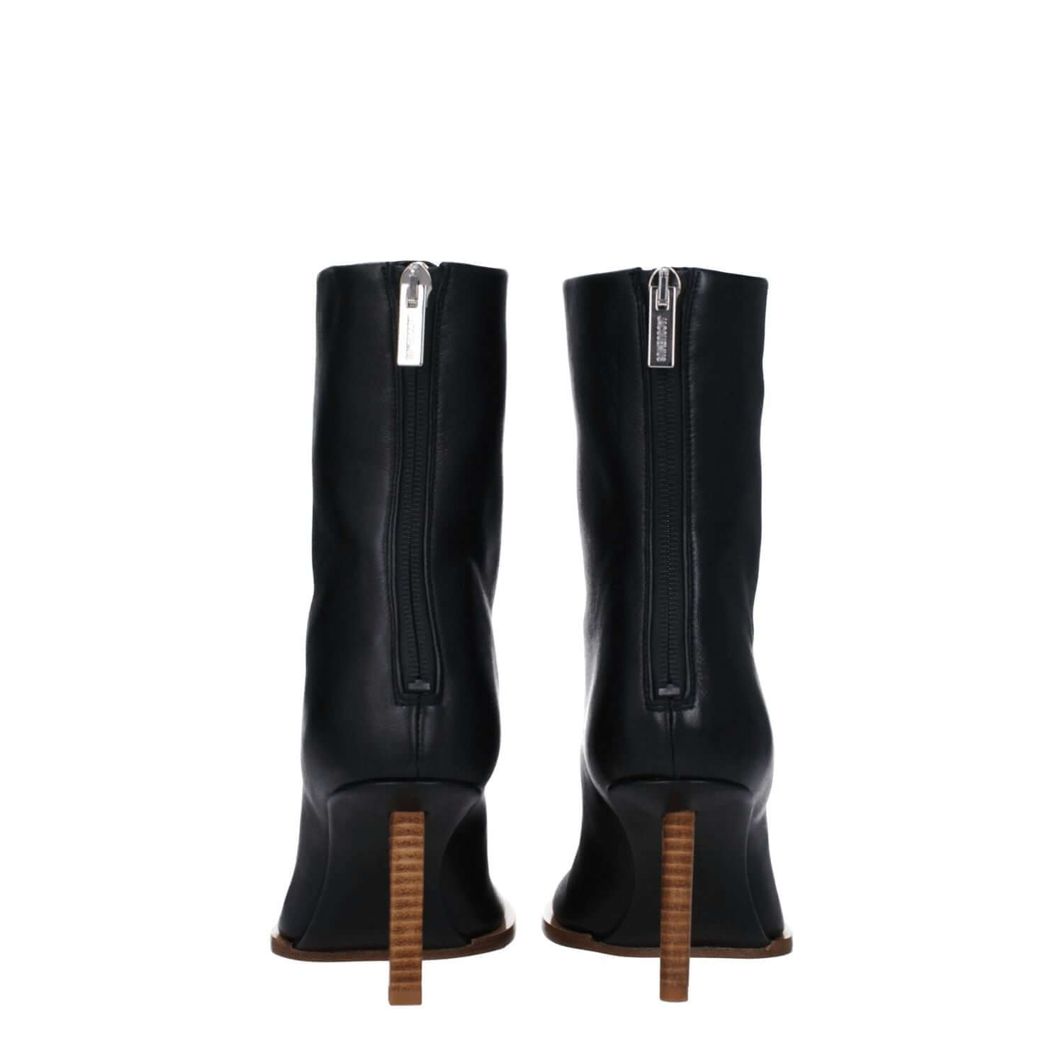 Jacquemus Black Leather Ankle Boots