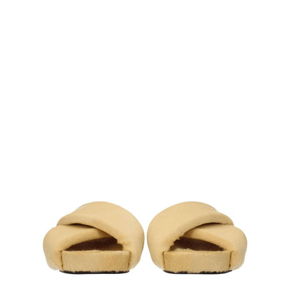 Jil Sander Beige Horsehair Slippers with open toe design, low flat heel, and leather sole, featuring a vintage effect in pony skin.