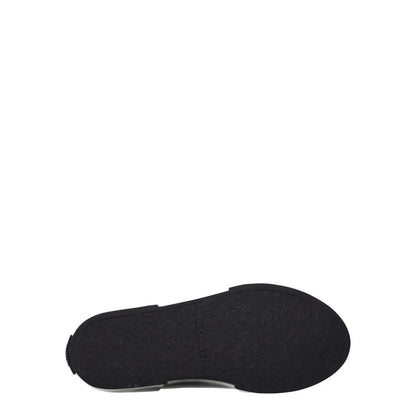 Sole of Jil Sander Black Fabric High Top Sneakers with rubber sole and round toe design.