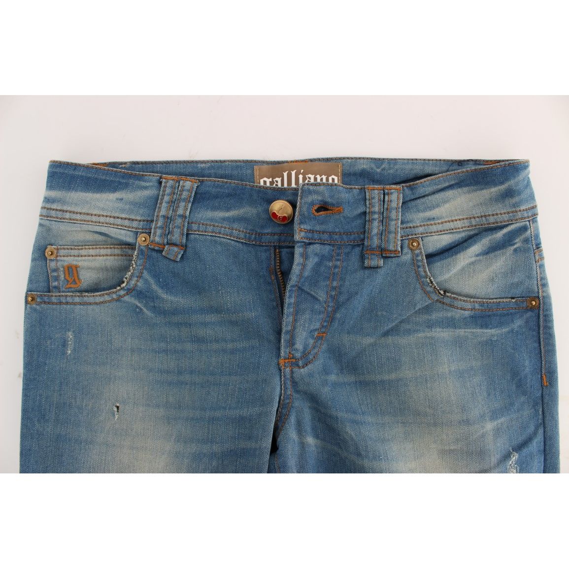 John Galliano Blue Wash Cotton Blend Slim Fit Jeans