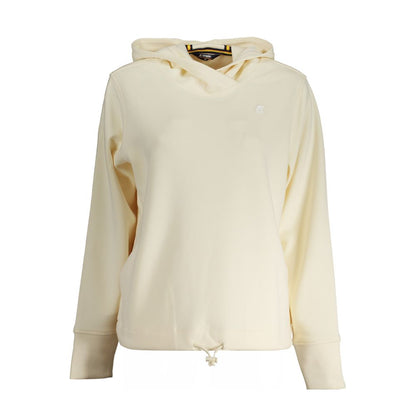 K-WAY Beige Polyester Women Hoodie with hood and pockets, showcasing fashionable and functional design.
