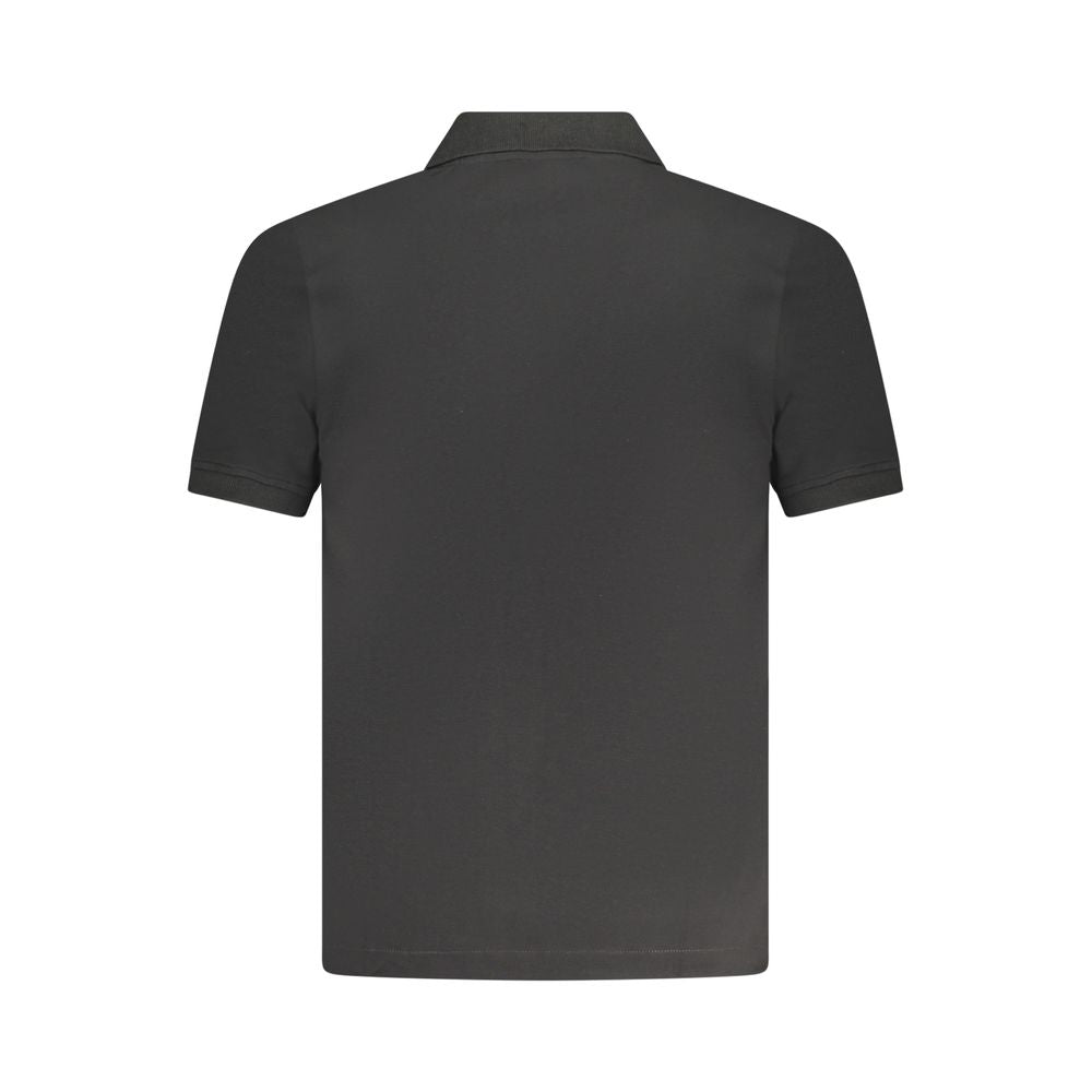 Back view of K-WAY Black Cotton Polo Shirt with short sleeves and logo