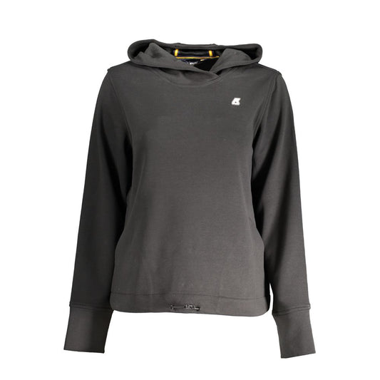 K-WAY Black Polyester Women Sweater with hood and logo, showcasing urban chic style with practicality for fashion-conscious individuals.