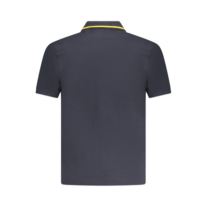 K-WAY Blue Cotton Polo Shirt with short sleeves, 2 buttons, contrasting details, and logo application, back view.