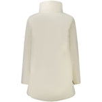 K-WAY White Nylon Jackets & Coat with removable hood, two external pockets and side slits. Back view of the stylish long sleeve jacket.