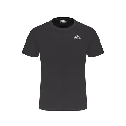 Kappa Black Cotton T-Shirt, short sleeve, slim fit, crew neck with logo embroidery