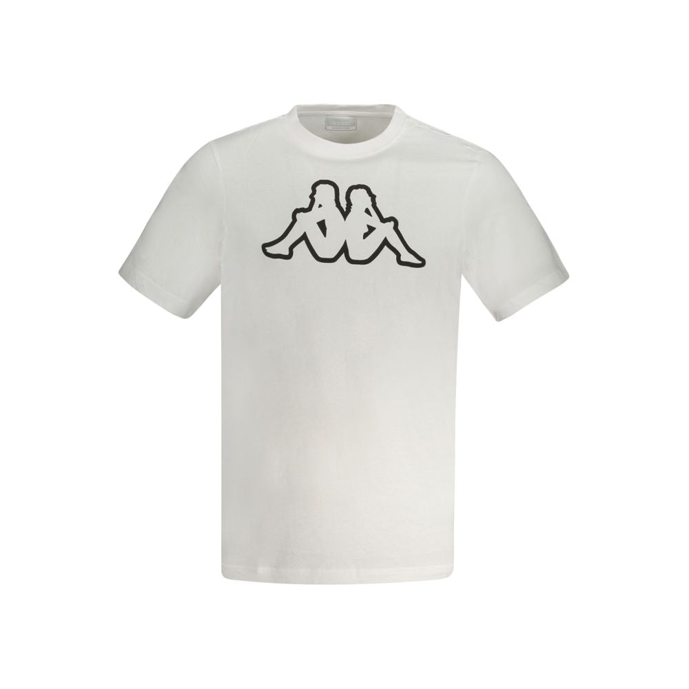 Kappa White Cotton Men T-Shirt with iconic logo, short sleeves, and crew neck for casual elegance