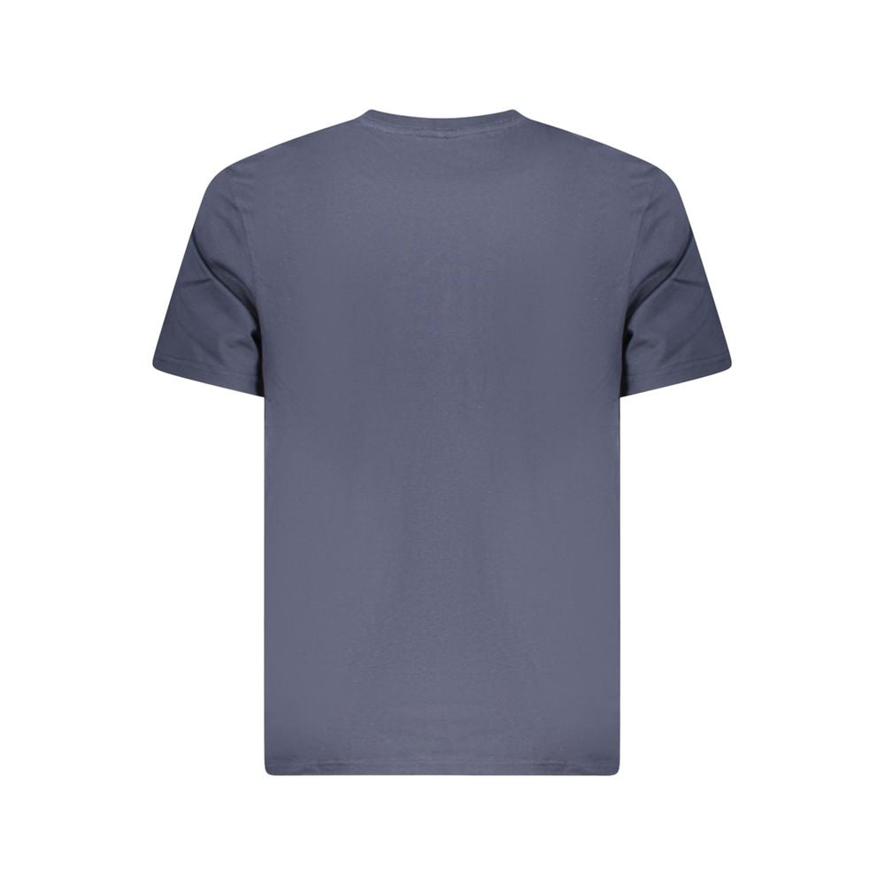 Back view of Lee Blue Cotton Men T-Shirt with short sleeves and crew neck, featuring a classic style and subtle logo on 100% cotton fabric.