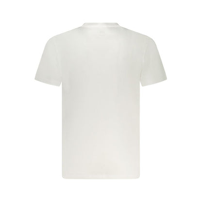 Back view of Lee White Cotton Men T-Shirt showcasing breathable 100% cotton fabric and regular fit design.
