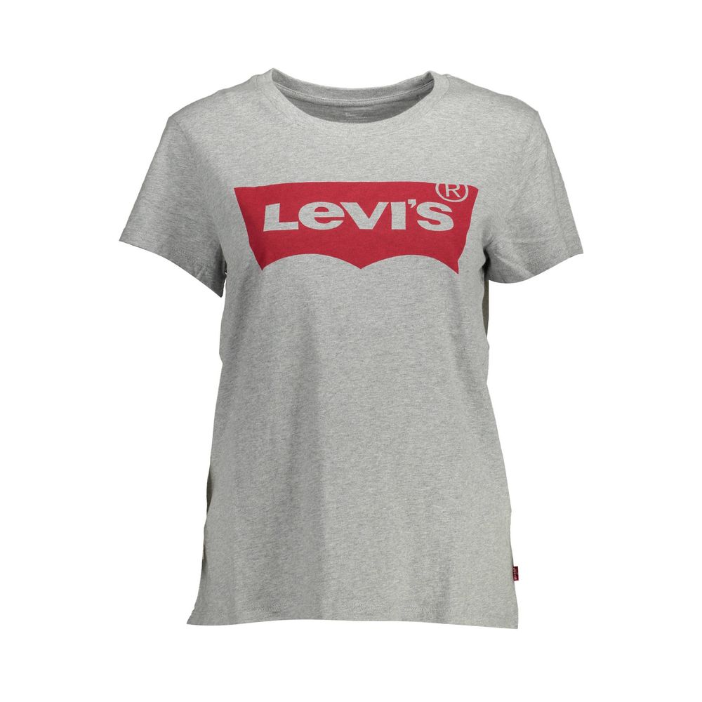 Levi's Brown Cotton Women T-Shirt with round neck, short sleeves, and signature logo print.