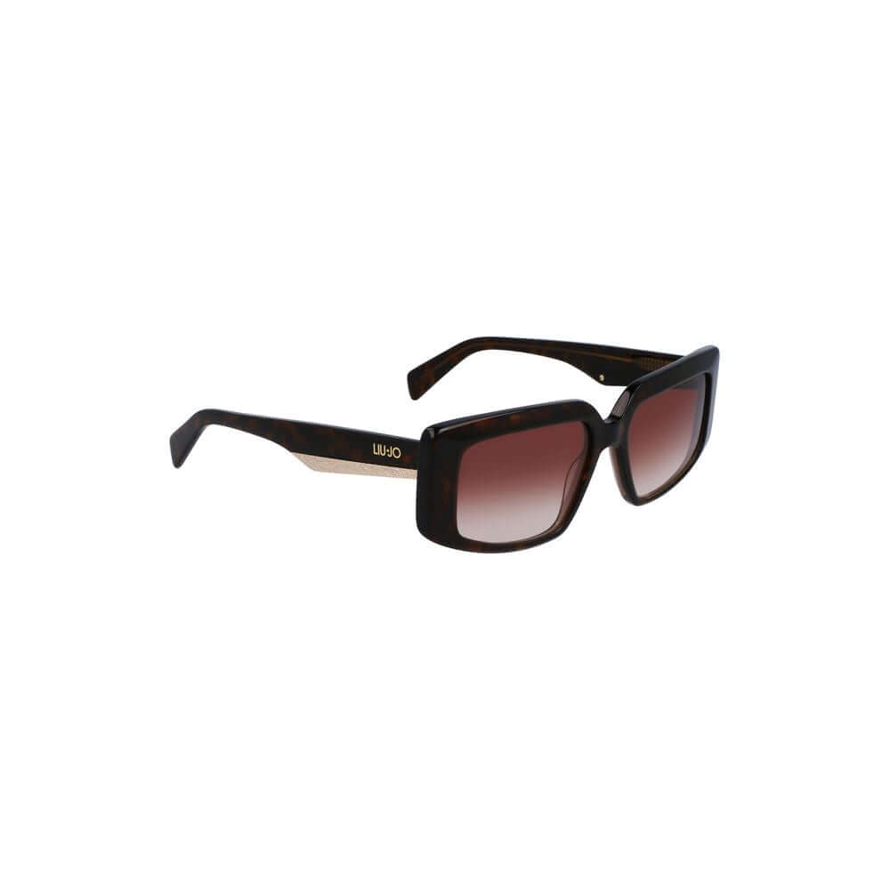 Liu Jo Brown Acetate Women Sunglasses with sleek rectangular lenses and high-quality acetate frame.