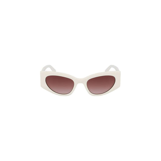 Liu Jo White Acetate Women Sunglasses with brown teardrop lenses for UV protection and elegant style.