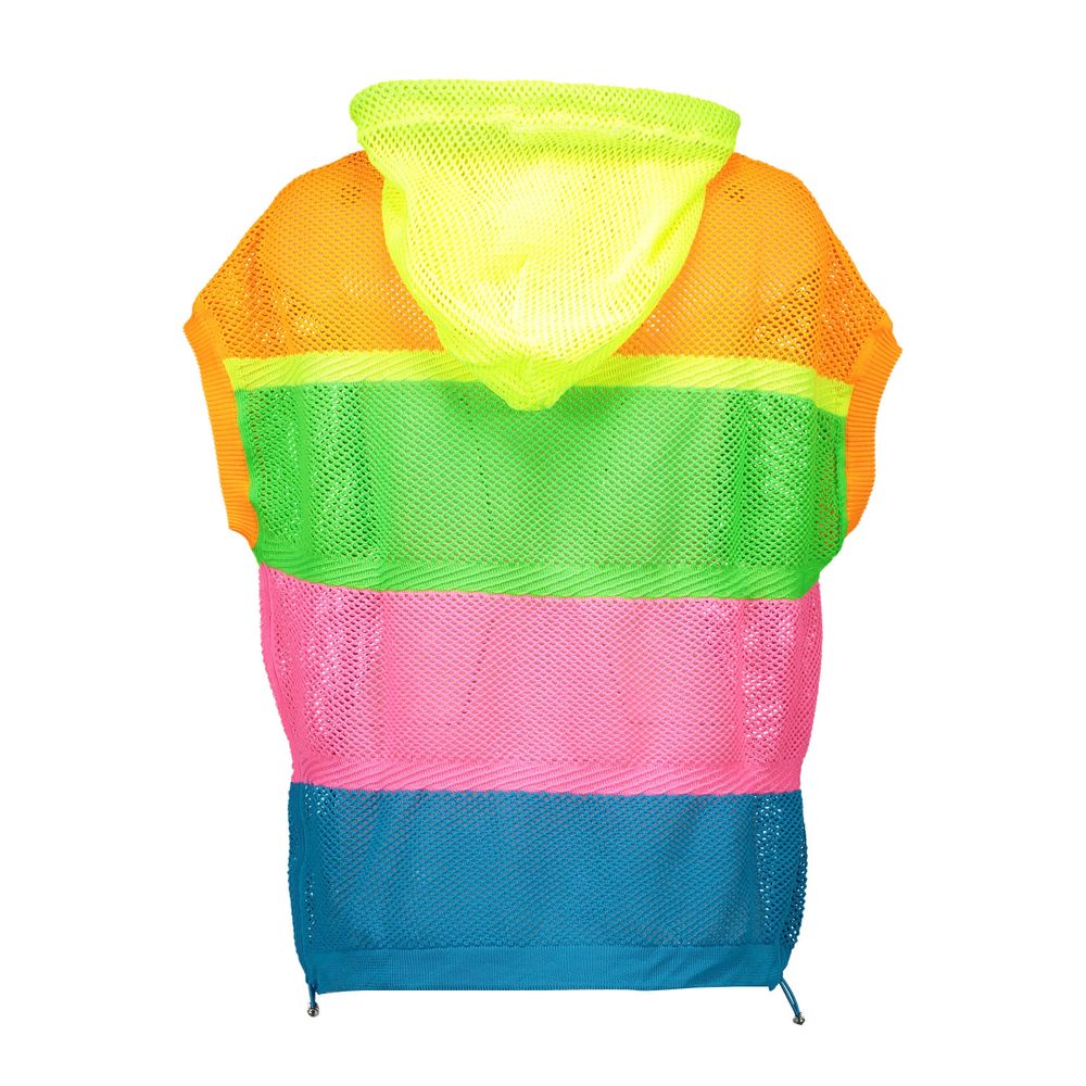 Love Moschino Multicolor Polyester Sweater with short sleeves and hood, featuring logo design, vibrant colors for stylish looks.