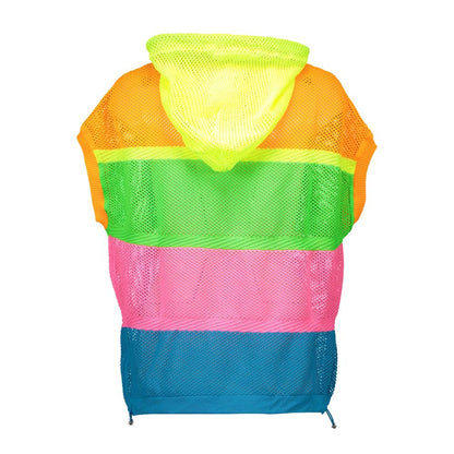 Love Moschino Multicolor Polyester Sweater with short sleeves and hood, featuring logo design, vibrant colors for stylish looks.