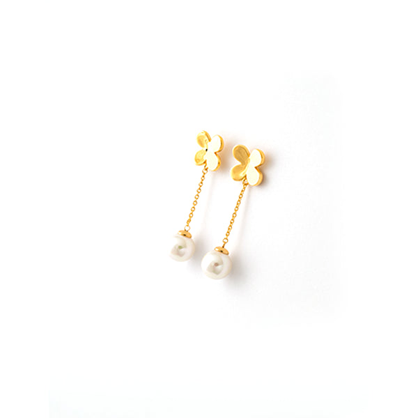 Gold drop earrings with pearls, elegant design from MAJORICA JEWELRY Mod. 16593.01.1.000.010.1 collection
