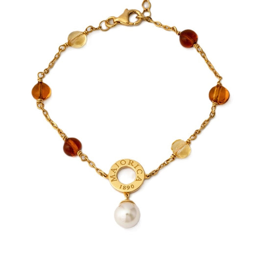 Gold bracelet with pearl and amber accents from MAJORICA JEWELRY Mod. 16689.01.1.000.010.1.