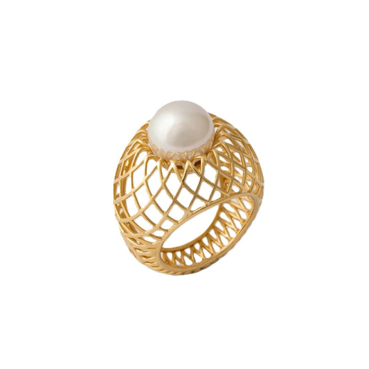 MAJORICA JEWELRY Mod. 17220.01.1.913.010.1 gold lattice ring with pearl