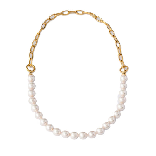 MAJORICA JEWELRY Mod. 17364.01.1.000.010.1 elegant necklace with pearls and gold links