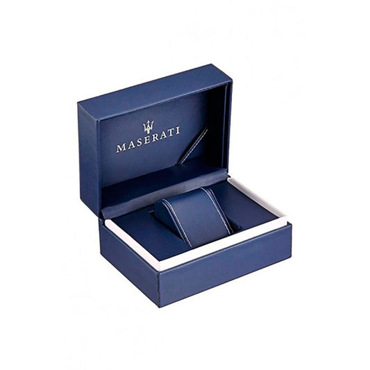 MASERATI Mod. POTENZA wristwatch packaging box in blue, showcasing luxury design and quality assurance.