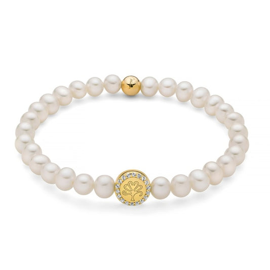 Luxury bracelet from MILUNA Mod. PBR3504G-TPZ with pearls and gold accents, ideal for elegant occasions.