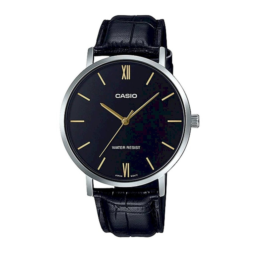 CASIO COLLECTION Mod. MINIMAL. LEATHER - BLACK CASIO COLLECTION & VINTAGE