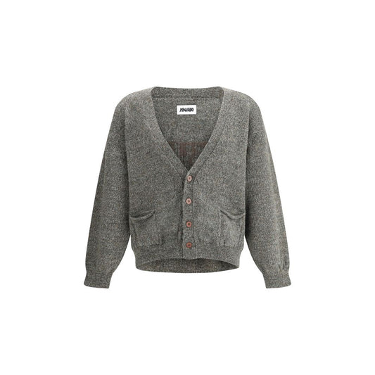 Magliano Gray Wool Cardigan with V-neck, button closure, and front pockets, made from 100% Shetland wool, AW25 collection.