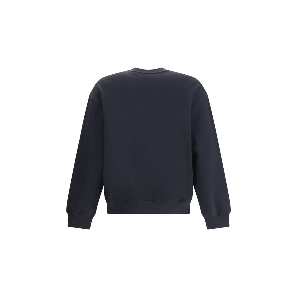 Rear view of Maison Kitsuné Black Cotton Sweatshirt showcasing ribbed hems and sleeves for a refined, comfortable fit.