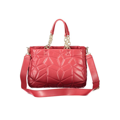 Mario Valentino Red Polyethylene Women Handbag with dual-chain handles and adjustable strap, perfect for chic fashion enthusiasts.
