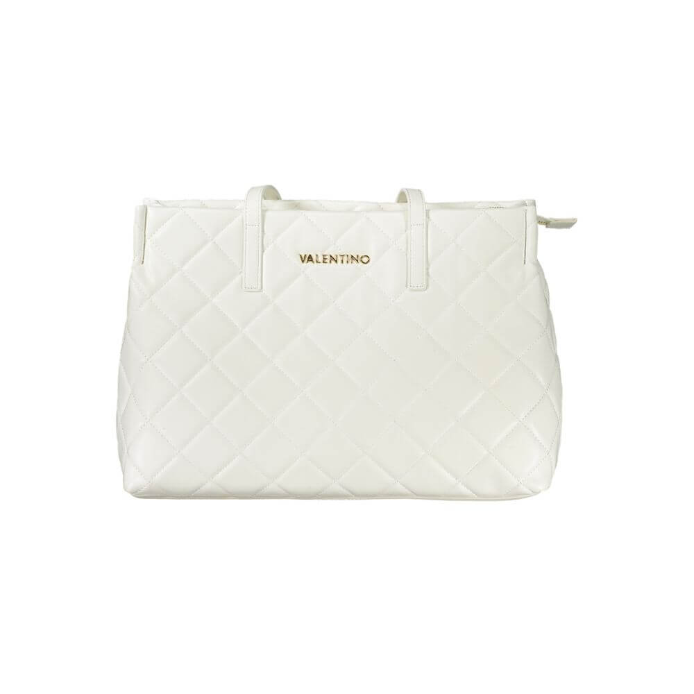 Mario Valentino White Polyethylene Handbag with 2 handles, laptop compartment, central pocket, contrasting details, and zip closure.