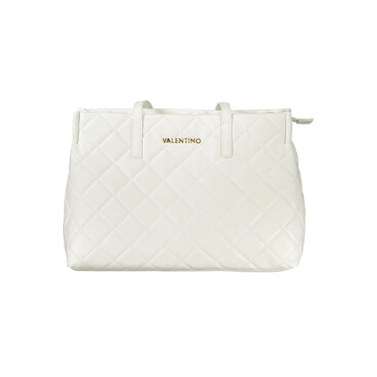 Mario Valentino White Polyethylene Handbag with 2 handles, laptop compartment, central pocket, contrasting details, and zip closure.