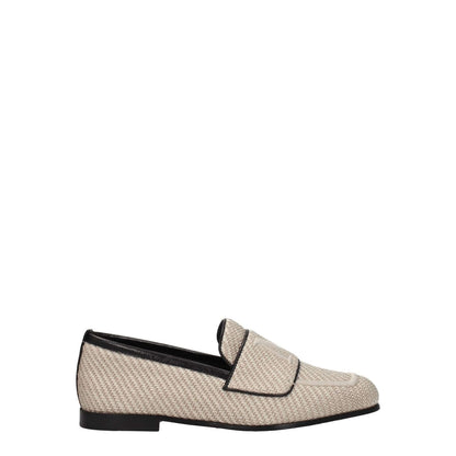 Max Mara Beige Fabric Slip-On Loafers with logo, low heel, round toe, leather sole; MPN 23452109316007, product code F77256.