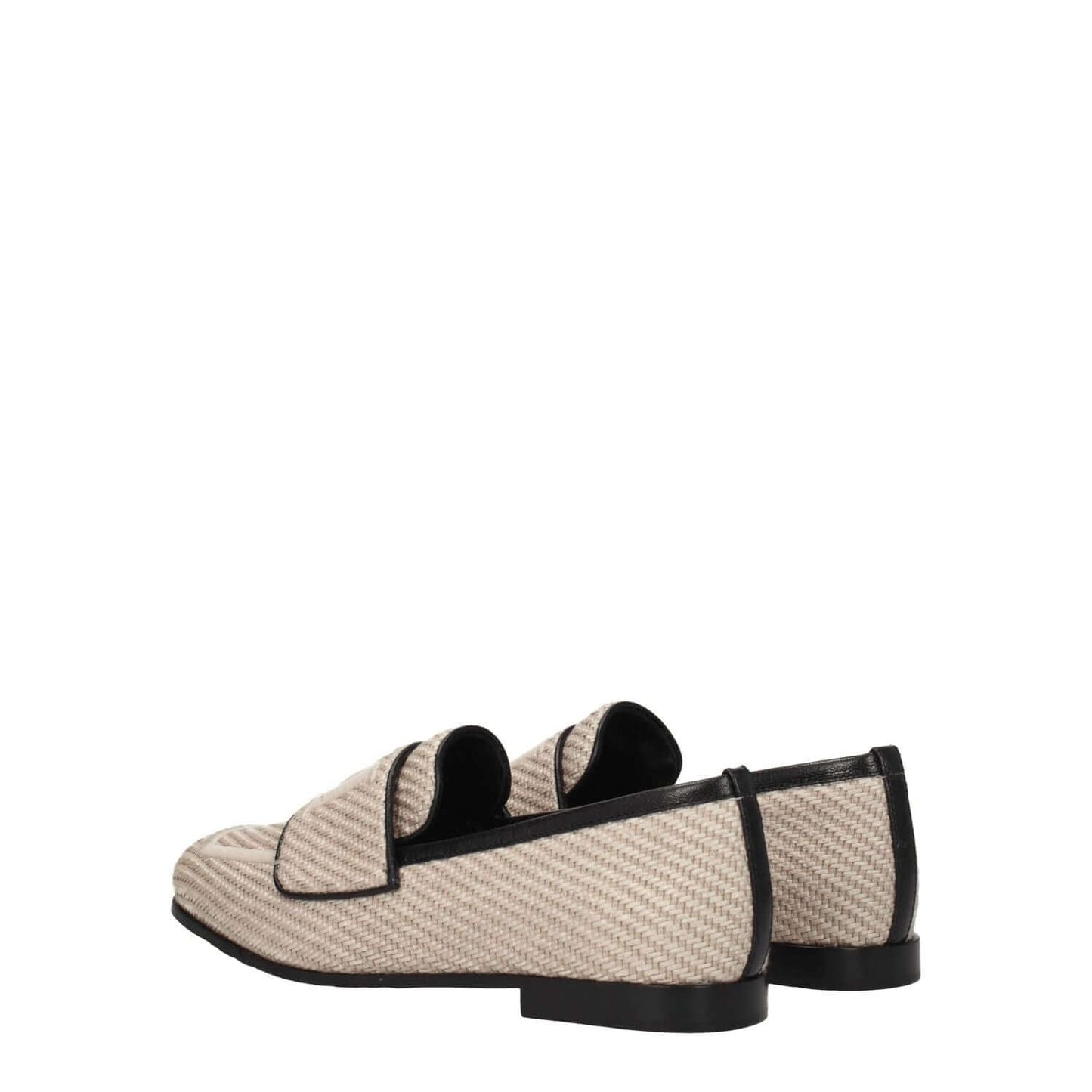 Max Mara Beige Fabric Slip-On Loafers with leather sole and round toe, featuring casual style in hot desert color.