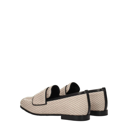 Max Mara Beige Fabric Slip-On Loafers with leather sole and round toe, featuring casual style in hot desert color.