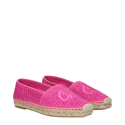 Max Mara Pink Fabric Espadrilles with front logo detail and fuchsia woven material, MPN 24155210956022, code F84145.