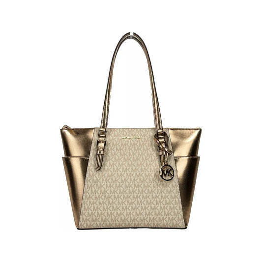 Michael Kors Michael Kors Charlotte Large Leather Top Zip Tote Bag Purse Rose Gold 77072 1728,67346104480,Michael Kors,New with tags,Tote Bags - Women - Bags