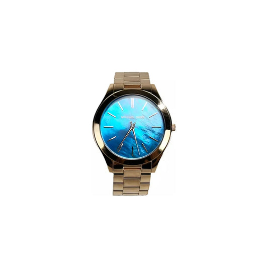Michael Kors Slim Runway Stainless Steel Watch MK3494 Ocean Blue Gold