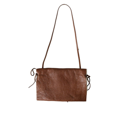 Miu Miu Brown Leather Fur Inner Lining Neck Strap WinterFleece Handwarmer