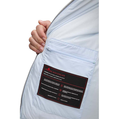 Moose Knuckles Light Blue Nylon Women Jacket interior pocket detail with label