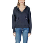 Morgan De Toi Blue Viscose Sportswear women's sweatshirt for spring/summer collection, made from viscose, polyester, and polyamide.