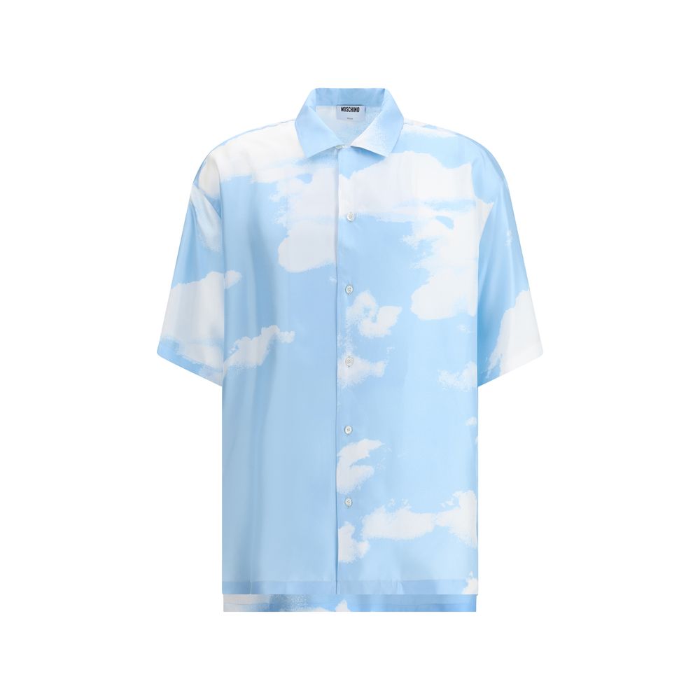 Moschino Light Blue Silk Pattern Shirt