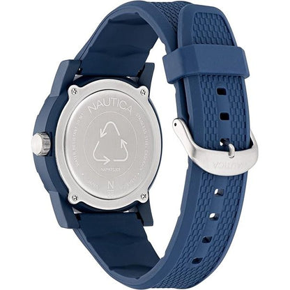 NAUTICA Mod. NAPATS301 Gent Quartz Analog Wristwatch, 5 ATM Water Resistant, Blue Silicone Bracelet, Official Packaging