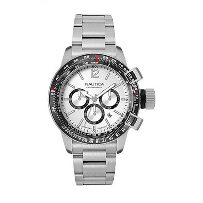 NAUTICA Mod. NAPBFCF04 men's quartz analog watch, 47mm multifunction, 10 ATM water resistant with mineral dial and official packaging.