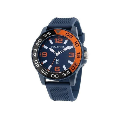 NAUTICA Mod. NAPFWS302 quartz analog gent's watch, 5 ATM water resistant, 45 mm case, mineral dial in official box packaging.